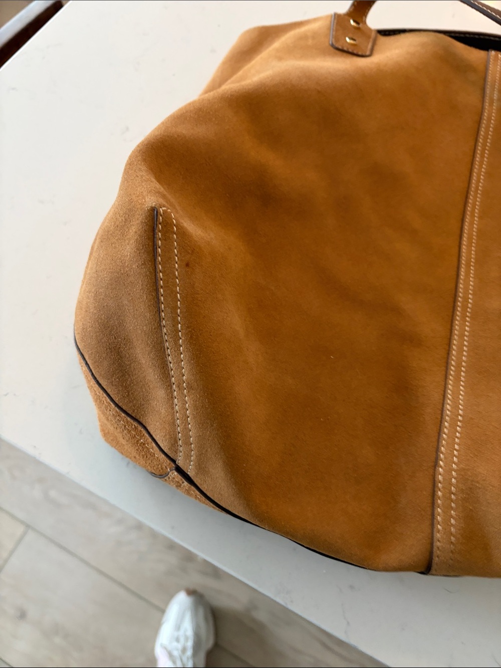 J McLaughlin Brown Suede Tote Bag with Pouch - Picture 10 of 12